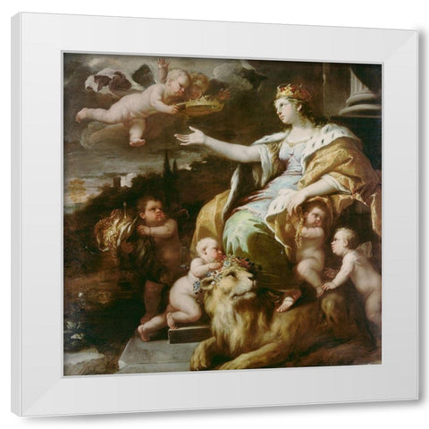 Allegory of Magnanimity White Modern Wood Framed Art Print by Giordano, Luca