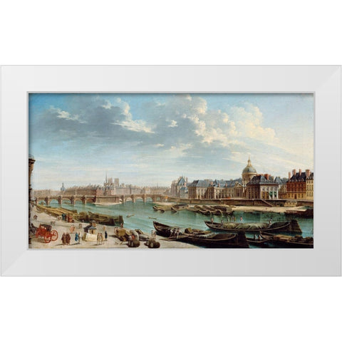 A View of Paris with the Ile de la CitÃ© White Modern Wood Framed Art Print by Raguenet, Jean-Baptiste