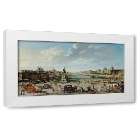 A View of Paris from the Pont Neuf White Modern Wood Framed Art Print by Raguenet, Jean-Baptiste