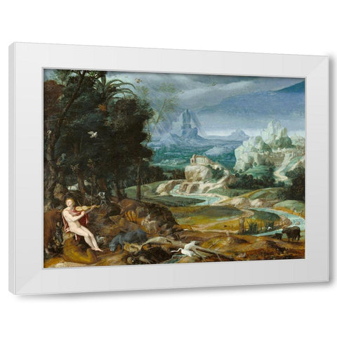 Landscape with Orpheus White Modern Wood Framed Art Print by Painter, Unknown 16th Century Flemish