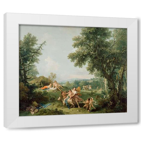 Landscape with the Education of Bacchus White Modern Wood Framed Art Print by Zuccarelli, Francesco
