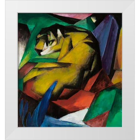 The Tiger, 1912 White Modern Wood Framed Art Print by Marc, Franz