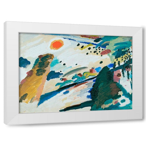 Romantic Landscape, 1911 White Modern Wood Framed Art Print by Kandinsky, Wassily