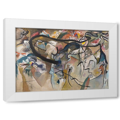 Composition V, 1911 White Modern Wood Framed Art Print by Kandinsky, Wassily