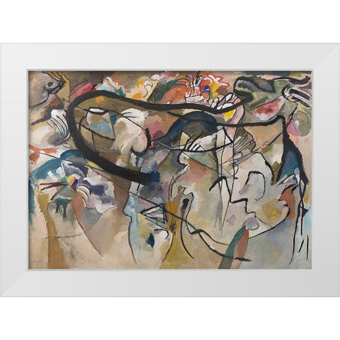 Composition V, 1911 White Modern Wood Framed Art Print by Kandinsky, Wassily