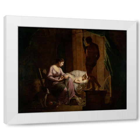 Penelope Unraveling Her Web White Modern Wood Framed Art Print by Wright, Joseph