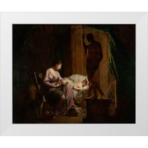 Penelope Unraveling Her Web White Modern Wood Framed Art Print by Wright, Joseph