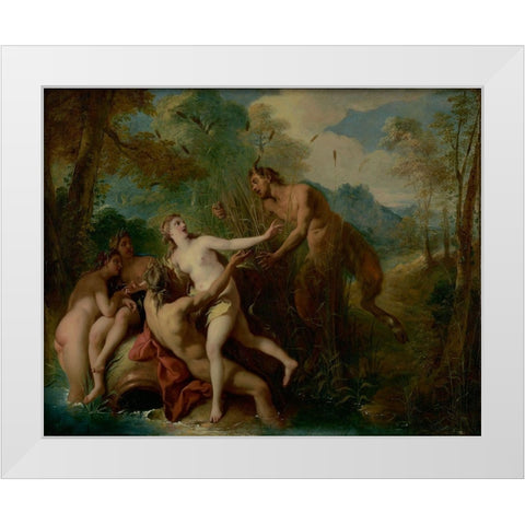 Pan and Syrinx White Modern Wood Framed Art Print by de Troy, Jean-Francois
