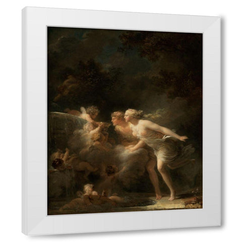 The Fountain of Love White Modern Wood Framed Art Print by Fragonard, Jean-Honore