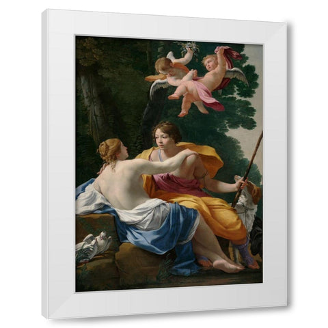 Venus and Adonis White Modern Wood Framed Art Print by Vouet, Simon
