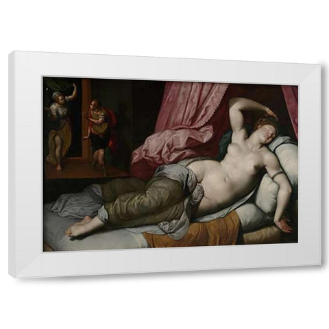 Paris Being Admitted to the Bedchamber of Helen White Modern Wood Framed Art Print by De Backer, Jacob