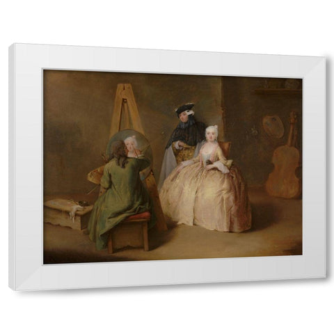The Painter in His Studio White Modern Wood Framed Art Print by Longhi, Pietro
