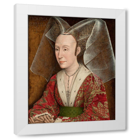 Portrait of Isabella of Portugal White Modern Wood Framed Art Print by Van der Weyden, Rogier