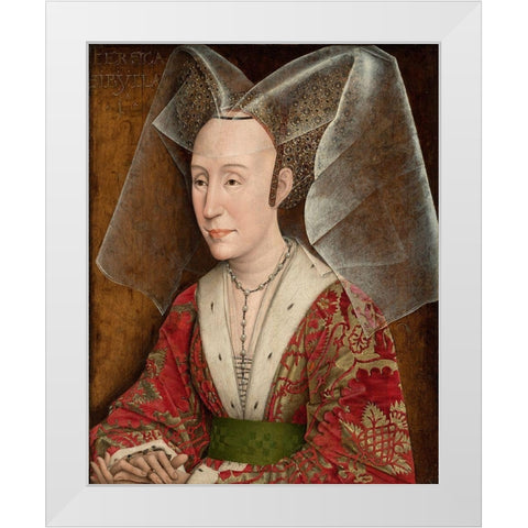 Portrait of Isabella of Portugal White Modern Wood Framed Art Print by Van der Weyden, Rogier