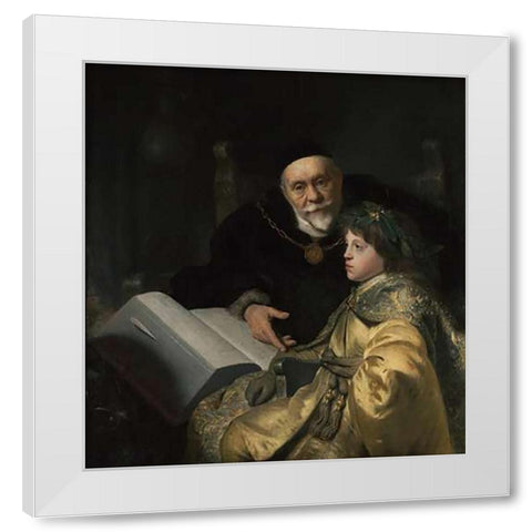 Prince Charles Louis of the Palatinate with his Tutor Wolrad von Plessen in Historical Dress White Modern Wood Framed Art Print by Lievens, Jan