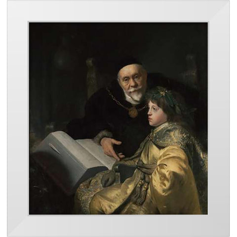Prince Charles Louis of the Palatinate with his Tutor Wolrad von Plessen in Historical Dress White Modern Wood Framed Art Print by Lievens, Jan