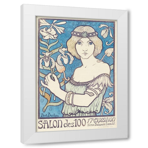 Salon des Cent White Modern Wood Framed Art Print by Berthon, Paul