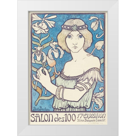 Salon des Cent White Modern Wood Framed Art Print by Berthon, Paul
