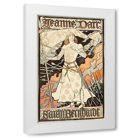 Jeanne dArc-Sarah Bernhardt White Modern Wood Framed Art Print by Grasset, Grasset