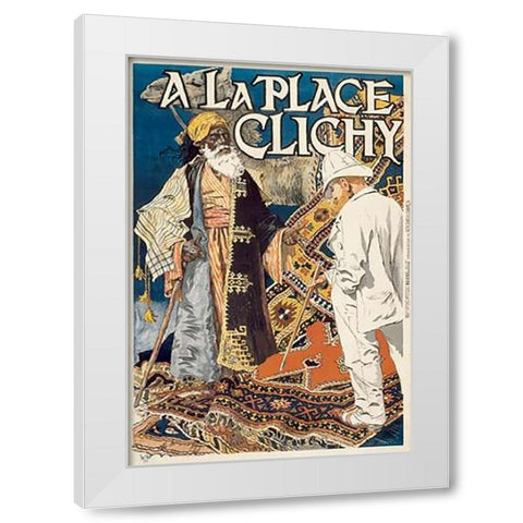 A la Place Clichy White Modern Wood Framed Art Print by Grasset, Eugene Samuel