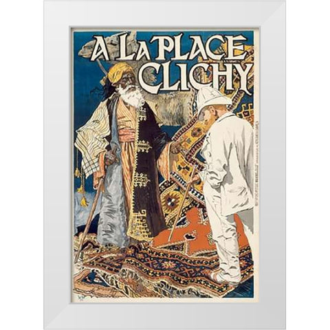 A la Place Clichy White Modern Wood Framed Art Print by Grasset, Eugene Samuel