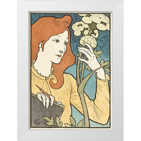 Salon des Cent White Modern Wood Framed Art Print by Grasset, Eugene Samuel