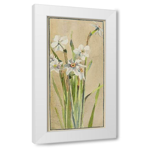 White Narcissus with Gray Accents White Modern Wood Framed Art Print by Overbeck, Hannah Borger