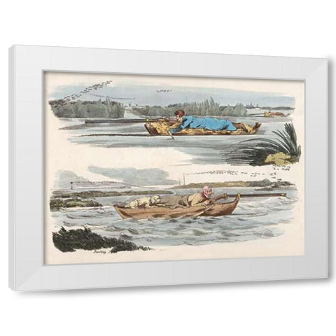 Fowling Working Up To A Wake And Panting, 1817 White Modern Wood Framed Art Print by Alken, Henry Thomas