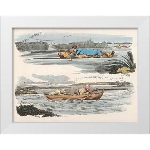 Fowling Working Up To A Wake And Panting, 1817 White Modern Wood Framed Art Print by Alken, Henry Thomas