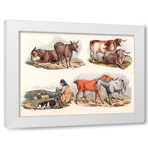 Knitting Shepherd, 1817 White Modern Wood Framed Art Print by Alken, Henry Thomas