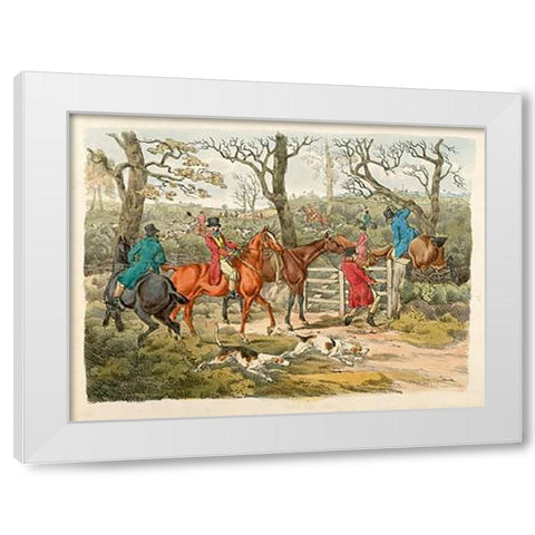 Sportsmen Within An Enclosure, 1817 White Modern Wood Framed Art Print by Alken, Henry Thomas