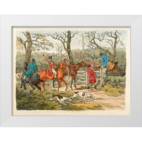 Sportsmen Within An Enclosure, 1817 White Modern Wood Framed Art Print by Alken, Henry Thomas