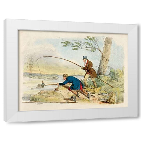 Fishing, 1817 White Modern Wood Framed Art Print by Alken, Henry Thomas