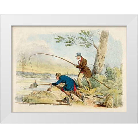 Fishing, 1817 White Modern Wood Framed Art Print by Alken, Henry Thomas