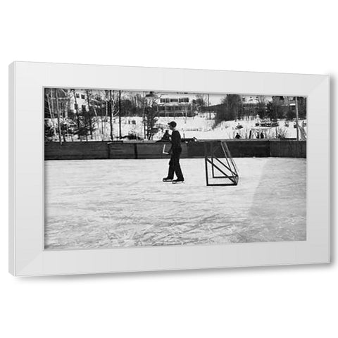 Winter Sports. Hanover, New Hampshire, 1936 White Modern Wood Framed Art Print by Rothstein, Arthur