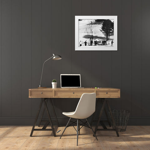 Ski Tow - Hanover, New Hampshire, 1936 White Modern Wood Framed Art Print by Rothstein, Arthur