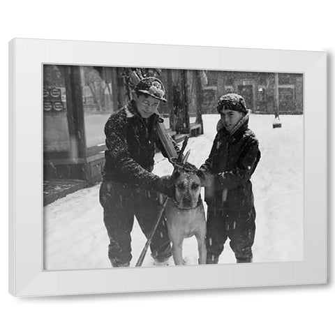 Winter Sports - Hanover, New Hampshire, 1936 White Modern Wood Framed Art Print by Rothstein, Arthur