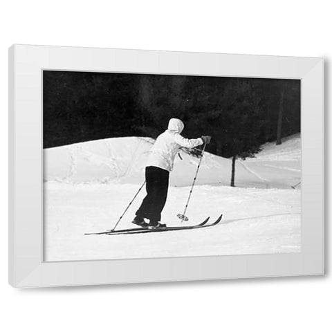 Winter Sports - Hanover, New Hampshire, 1936 White Modern Wood Framed Art Print by Rothstein, Arthur