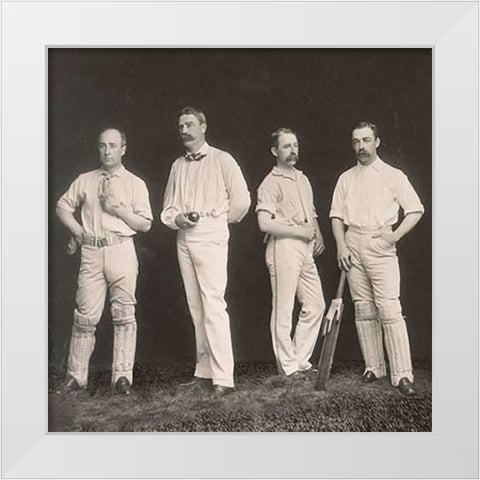 Cricket Players, Unidentified Group Of Four White Modern Wood Framed Art Print by A.G. Spalding Baseball Collection