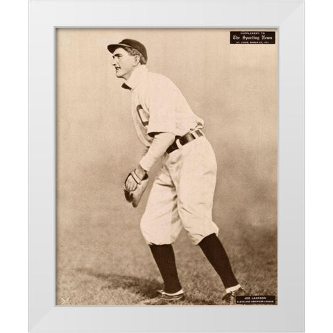 Joe Jackson, Cleveland American League, 1880 White Modern Wood Framed Art Print by Leopold Morse Goulston Baseball Collection,