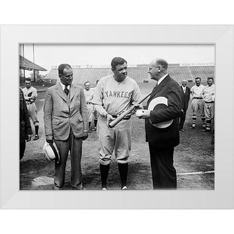 Babe Ruth, 1928 White Modern Wood Framed Art Print by Harris and Ewing Collection