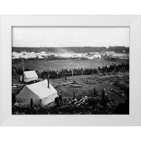 Baseball game - Anchorage - July 4th 1915 White Modern Wood Framed Art Print by Laurence,