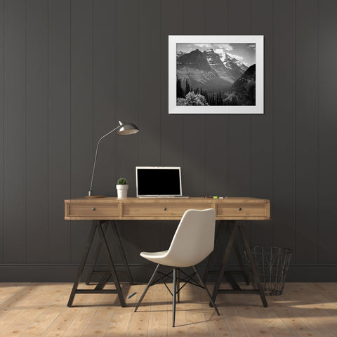 Snow Covered Mountains, Glacier National Park, Montana - National Parks and Monuments, 1941 White Modern Wood Framed Art Print by Adams, Ansel