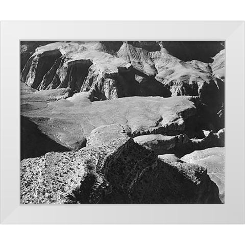 View from Yava Point, Grand Canyon National Park, Arizona - National Parks and Monuments, 1940 White Modern Wood Framed Art Print by Adams, Ansel