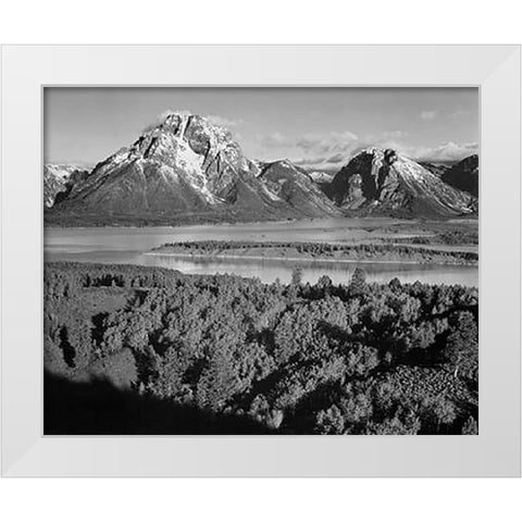 View toward Mount Moran, Grand Teton National Park, Wyoming, 1941 White Modern Wood Framed Art Print by Adams, Ansel