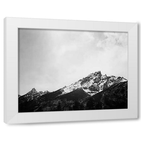 Snow covered peak in Grand Teton National Park, Wyoming, 1941 White Modern Wood Framed Art Print by Adams, Ansel