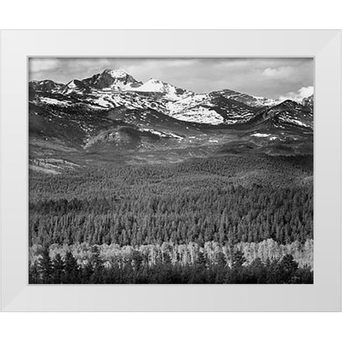 Longs Peak from Road, Rocky Mountain National Park, Colorado, 1941 White Modern Wood Framed Art Print by Adams, Ansel