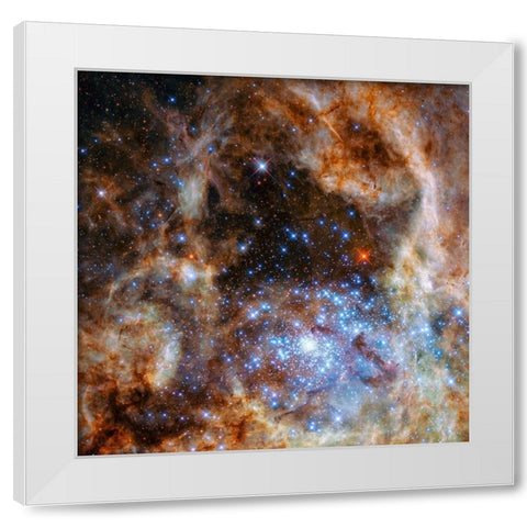 Star Cluster R136 White Modern Wood Framed Art Print by NASA