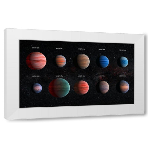 Artist Impression of Hot Jupiter Exoplanets - Annotated White Modern Wood Framed Art Print by NASA, ESA,