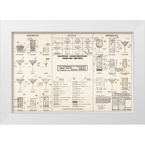 The Cocktail Construction Chart, U.S. National Forest Service, 1974 White Modern Wood Framed Art Print by Ketcham, Cleve Red"